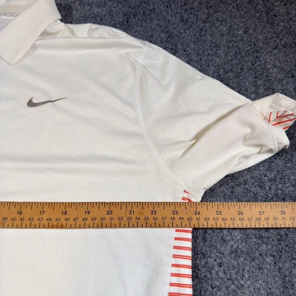 Nike Tiger Woods Collection Dri-Fit Golf Polo Shirt Mens Large White Red